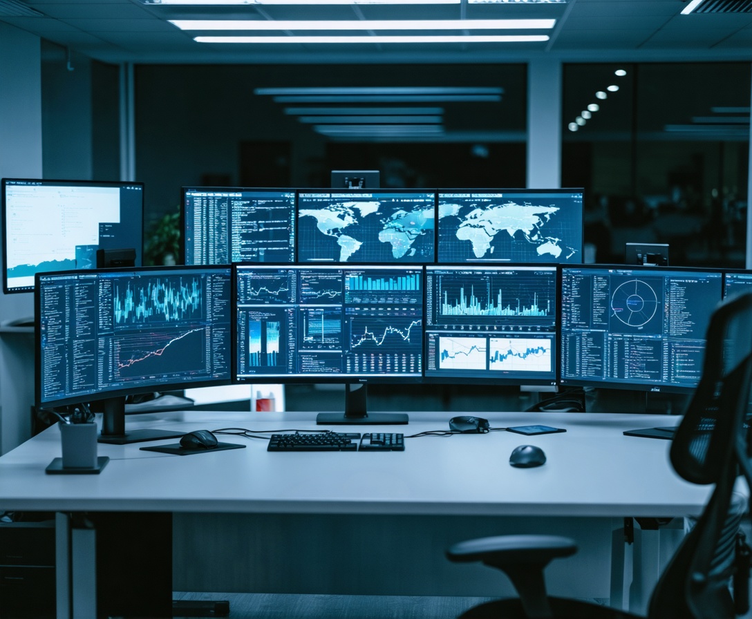 Ein modernes Softwareentwicklungsbüro mit Fokus auf komplexe Datenanalysen