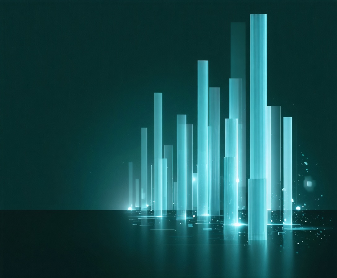 Abstrakte Grafik die steiles Wachstum und Marktdominanz symbolisiert